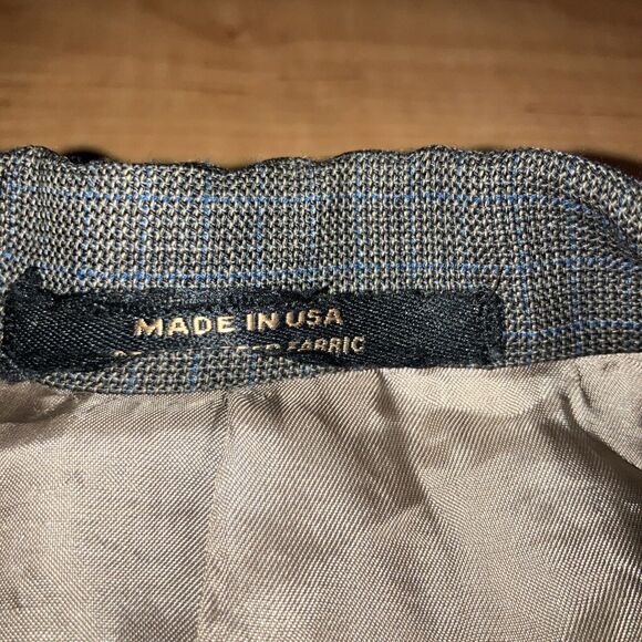 Hart Schaffner Marx Gray Plaid Blazer Jacket 42R, Windowpane Coat, Suit Coat - Picture 4 of 13
